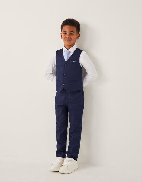 Harry Herringbone 4-Piece Suit, Blue (NAVY), large