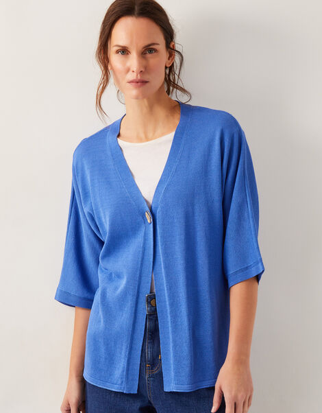 Beth Single Button Cardigan, Blue (BLUE), large