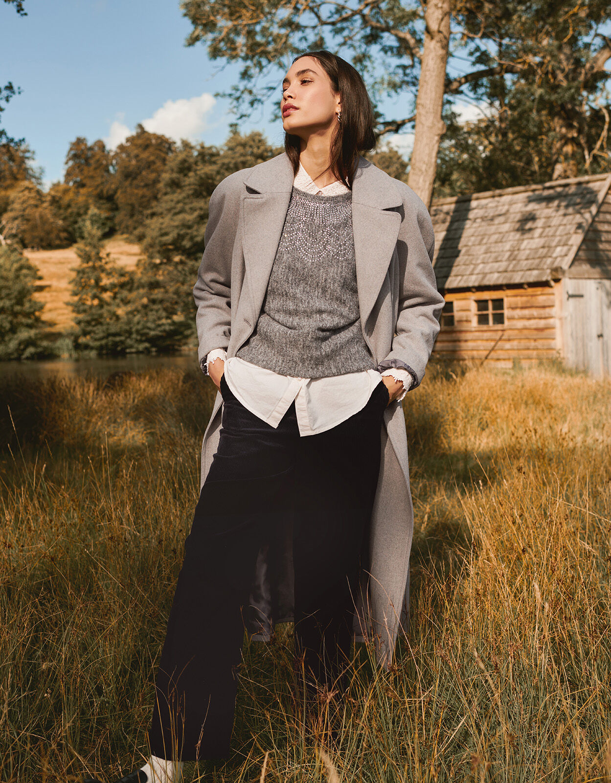 Grey beaded jumper shop