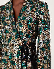 Sasha Sequin Wrap Dress, Gold (GOLD), large