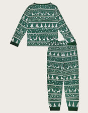 MINI ME Unisex Fair Isle Christmas Pyjama Set, Green (GREEN), large