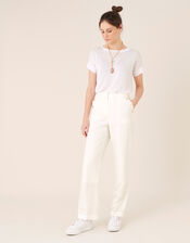 Smart Regular Length Trousers in Linen Blend, White (WHITE), large