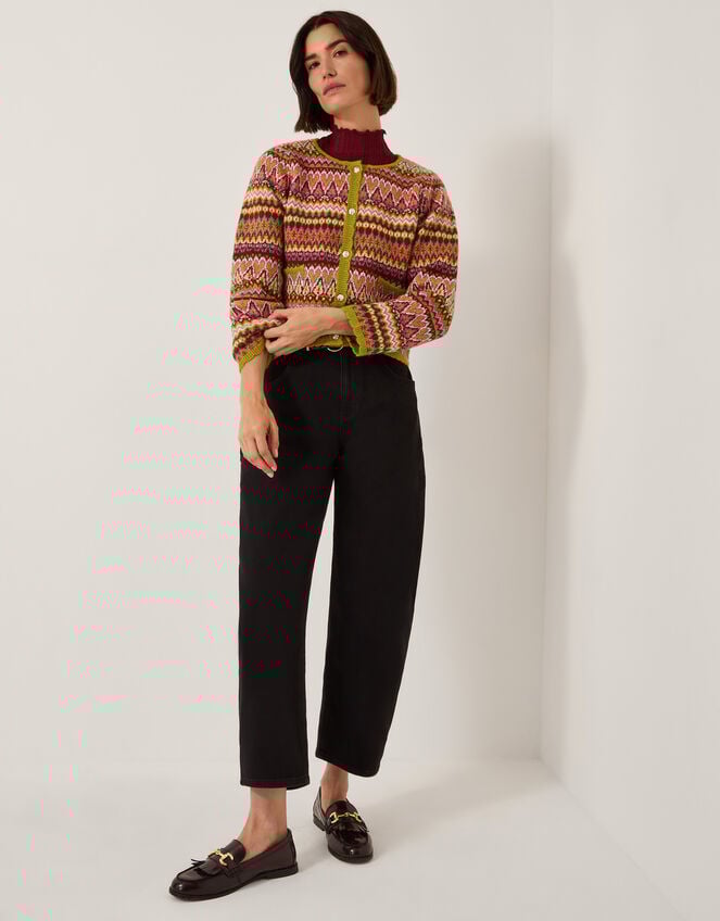 Fiona Fair Isle Cardigan, Pink (PINK), large