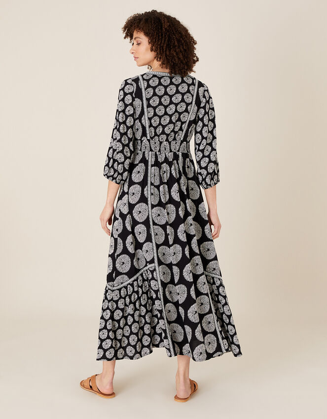ARTISAN STUDIO Ella Circle Print Dress, Black (BLACK), large