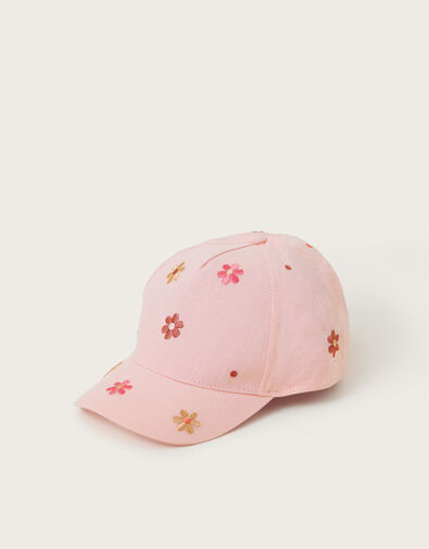 Floral Embroidered Cap, Pink (PINK), large