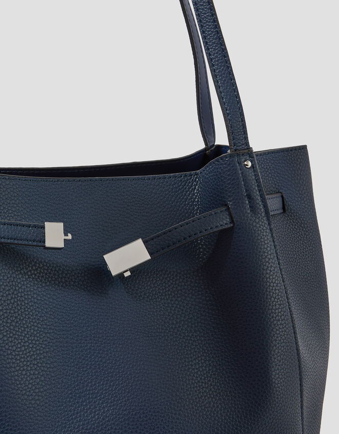 Kate Faux Leather Tote Bag, Blue (NAVY), large