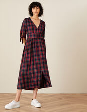 Molly Check Midi Dress, Blue (NAVY), large
