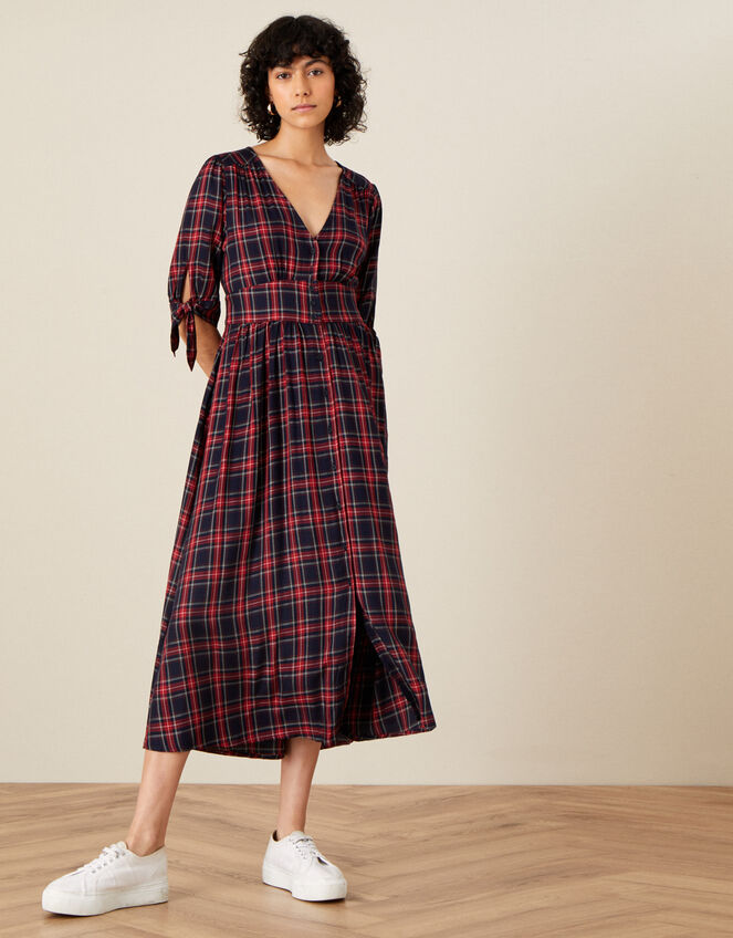 Molly Check Midi Dress, Blue (NAVY), large