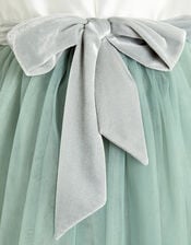 Velvet Bow Bridesmaid Dress, Green (SAGE), large