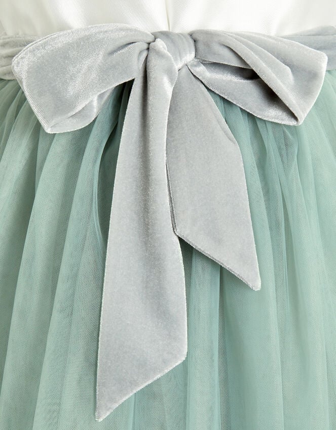 Velvet Bow Bridesmaid Dress, Green (SAGE), large