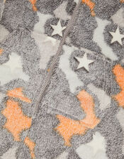 Glow In The Dark Camo Fleece Onesie, Grey (GREY), large