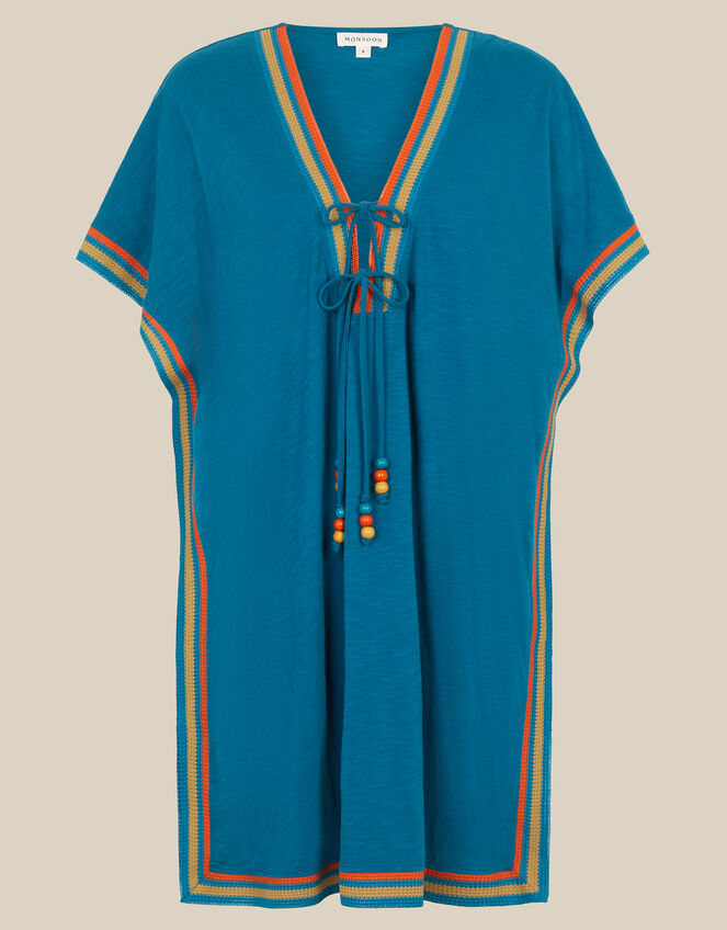 Maeve V-Neck Mini Kaftan, Blue (TURQUOISE), large