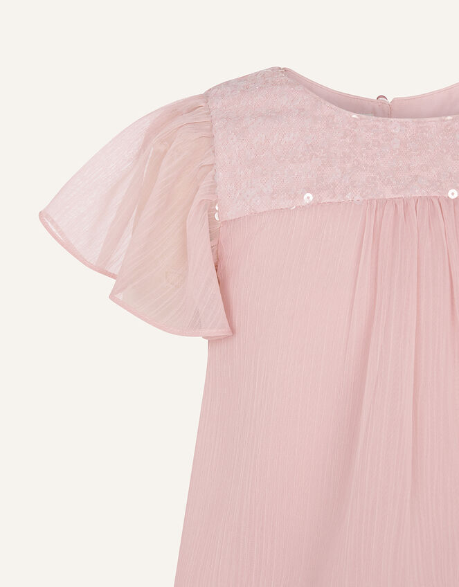 Princessa Sequin Yoke Chiffon Top , Pink (DUSKY PINK), large