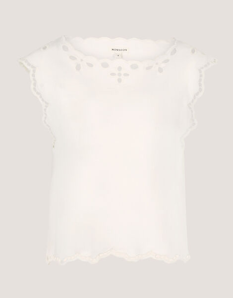 Gaia Floral Cutwork Top, Ivory (IVORY), large