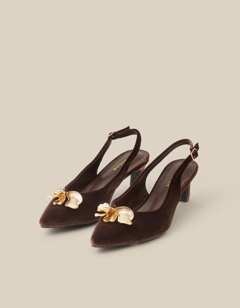 Juni Embellished Slingback Heels , Brown (BROWN), large