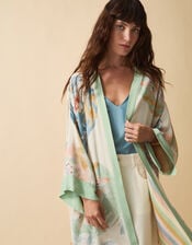 Clemence Amelie Floral Long Kimono, Cream (CREAM), large