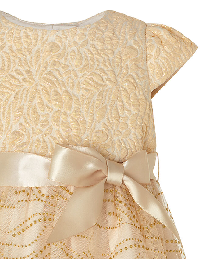 Baby Franceska Jacquard Glitter Dress, Gold (GOLD), large