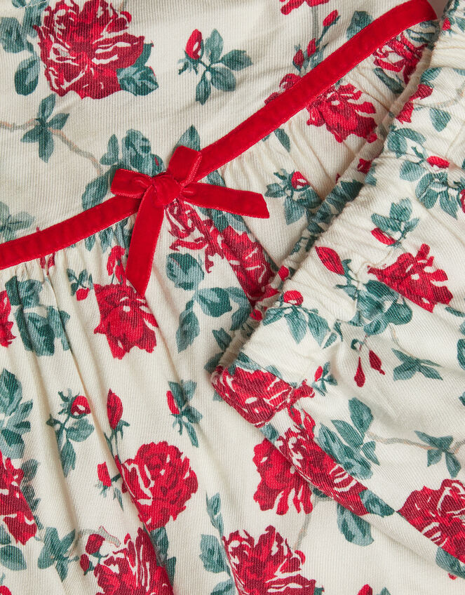 Newborn Long Sleeve Floral Dress and Briefs Set, Red (RED), large