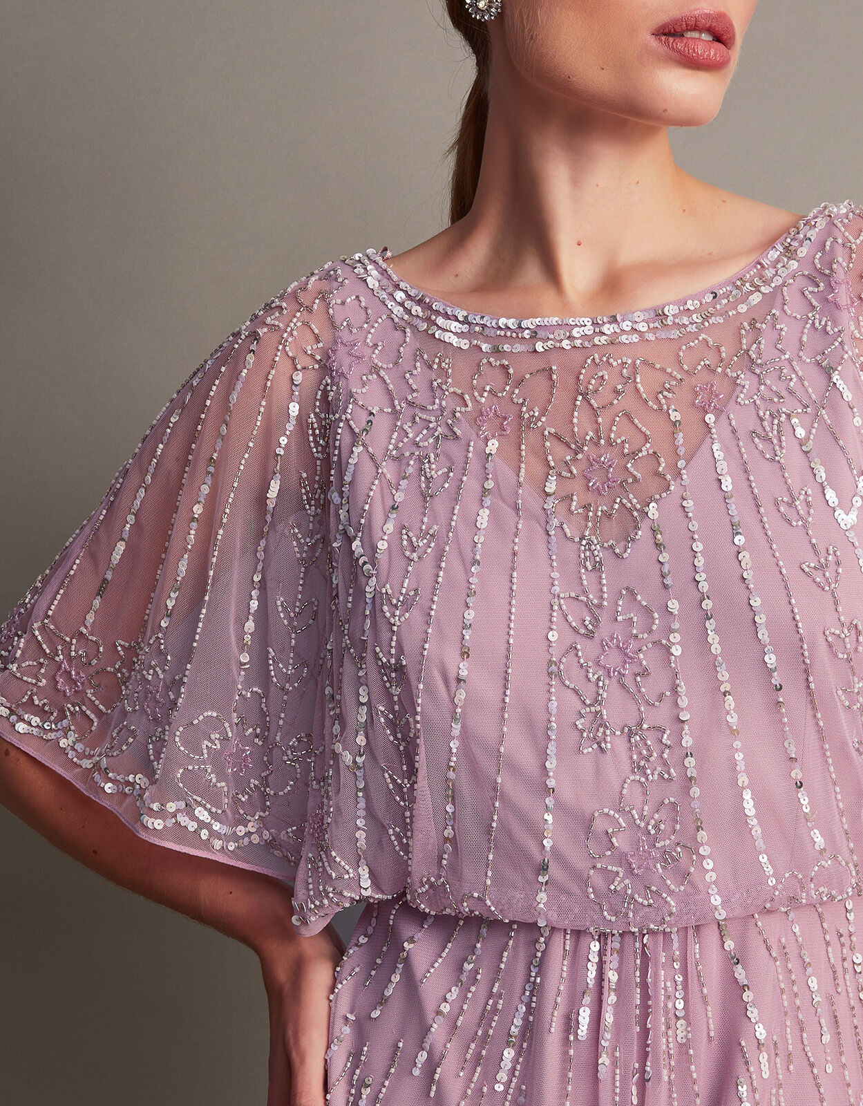 Elizabeth Embellished Shorter Length Maxi Dress Mink