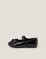 Bow Patent Strap Ballet Flats, Black (BLACK), large