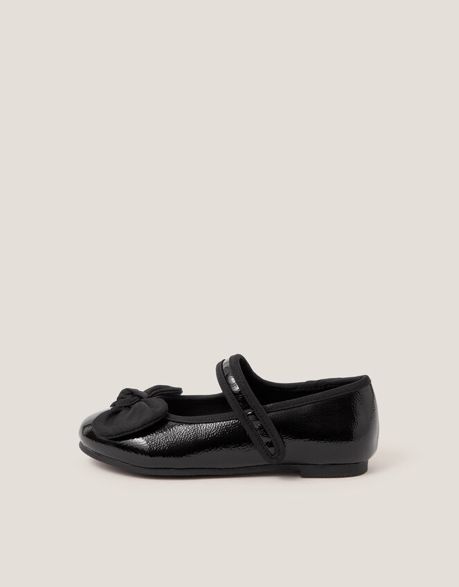 Bow Patent Strap Ballet Flats, Black (BLACK), large