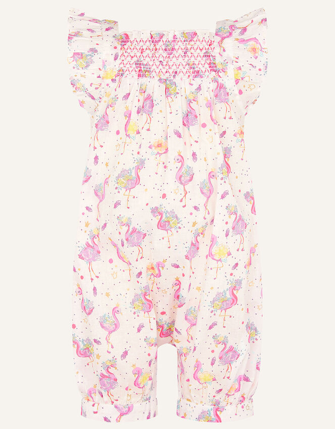 Baby Flamingo Print Romper, Ivory (IVORY), large