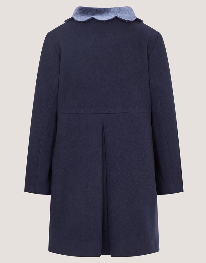 Scallop Collar Coat, Blue (NAVY), large
