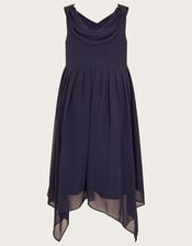 Hand-Beaded Art Deco Wrap Dress, Blue (NAVY), large