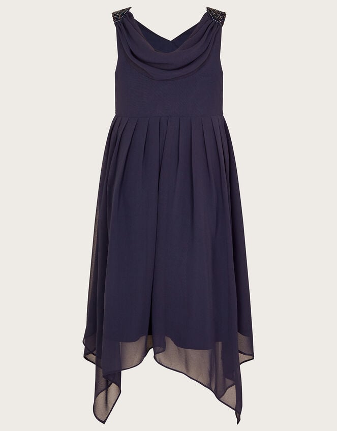 Hand-Beaded Art Deco Wrap Dress, Blue (NAVY), large