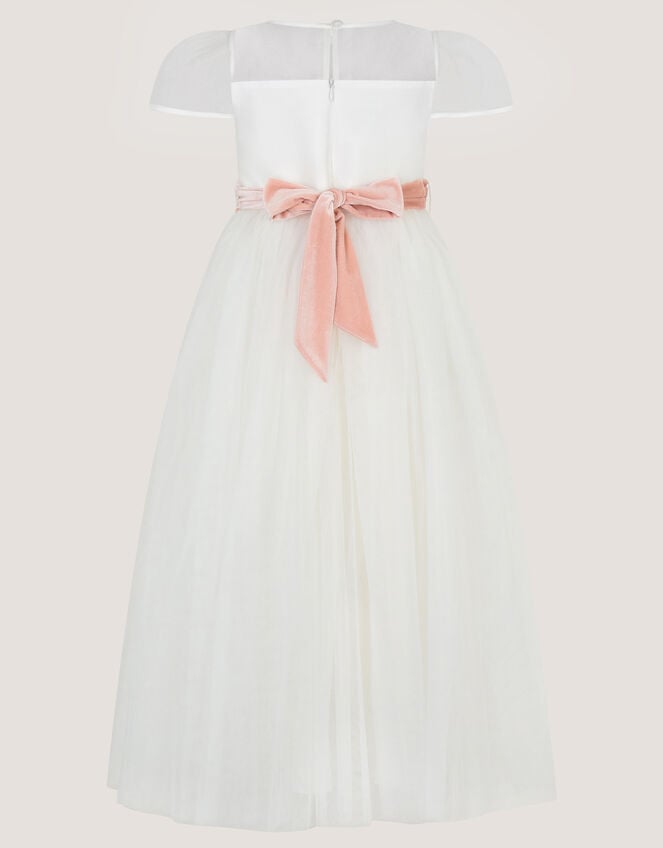 Velvet Bow Bridesmaid Dress, Ivory (IVORY), large