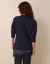 Lilah Lace Trim Jumper, Blue (NAVY), large