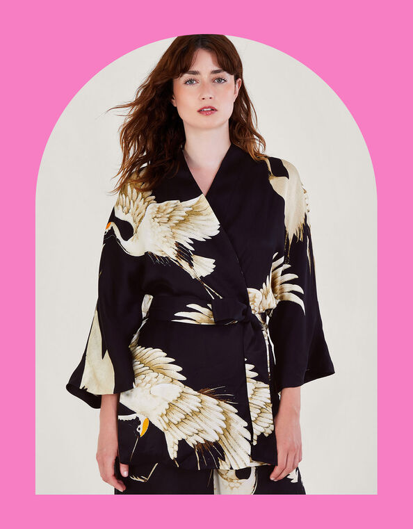 One Hundred Stars Satin Kimono, , large