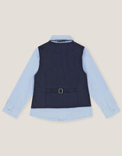 Three-Piece Oliver Check Waistcoat & Shirt Set, Blue (NAVY), large