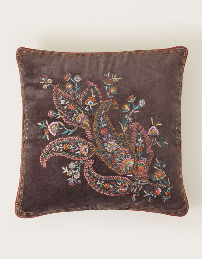 Embroidered Paisley Cushion, , large
