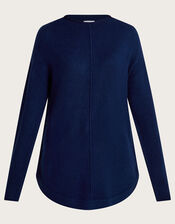 Aria Longline Sweater, Blue (NAVY), large
