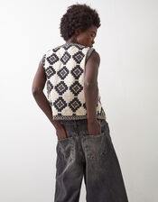 East Kaira Beaded Geometric Waistcoat, Grey (CHARCOAL), large