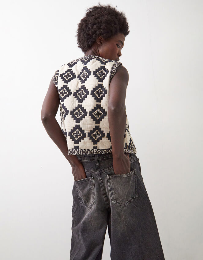 East Kaira Beaded Geometric Waistcoat, Grey (CHARCOAL), large