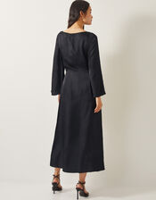 Molly Floral Print Satin Dress, Black (BLACK), large