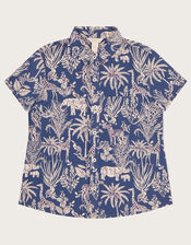 Safari Animal Print Shirt WWF-UK Collaboration, Blue (NAVY), large