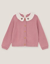 Baby Eve Embroidered Collar Cardigan, Pink (PINK), large