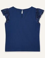 Lace Top and Skirt Set, Blue (NAVY), large