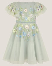 Oelene Embroidered Skater Party Dress, Green (SAGE), large