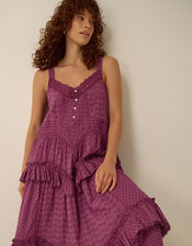 Nixie Broderie Frill Maxi Dress, Red (BERRY), large