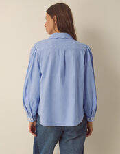 Felicity Long Sleeve Embroidered Cotton Shirt, Blue (BLUE), large