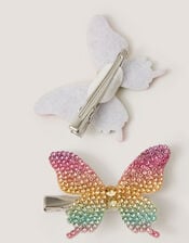 2-Pack Rainbow Butterfly Hair Clips, , large