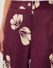 Roz Floral Straight Leg Trousers, Red (BURGUNDY), large