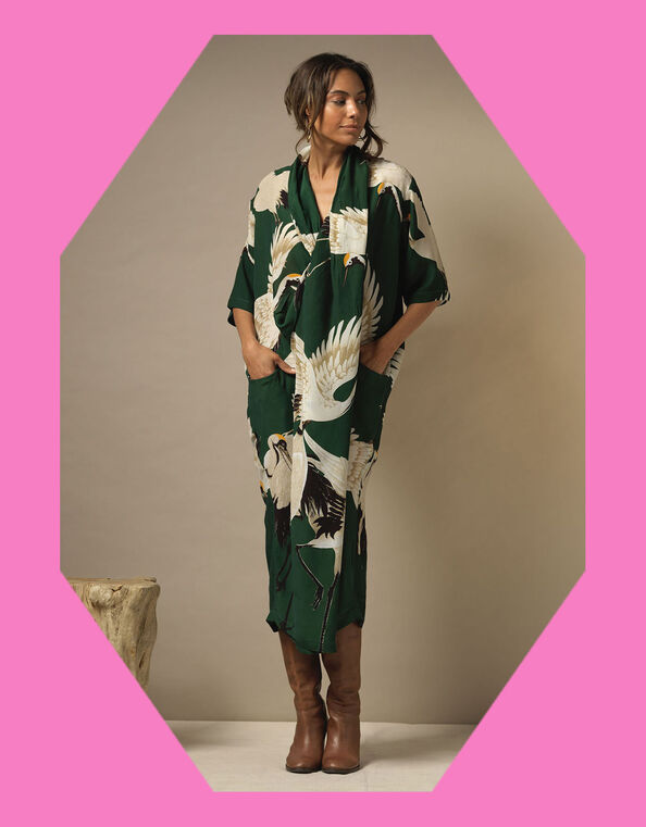 One Hundred Stars Print Rachel Dress, Green (GREEN), large