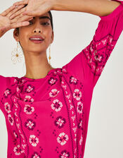 Elliana Embroidered Top in Sustainable Viscose, Pink (PINK), large
