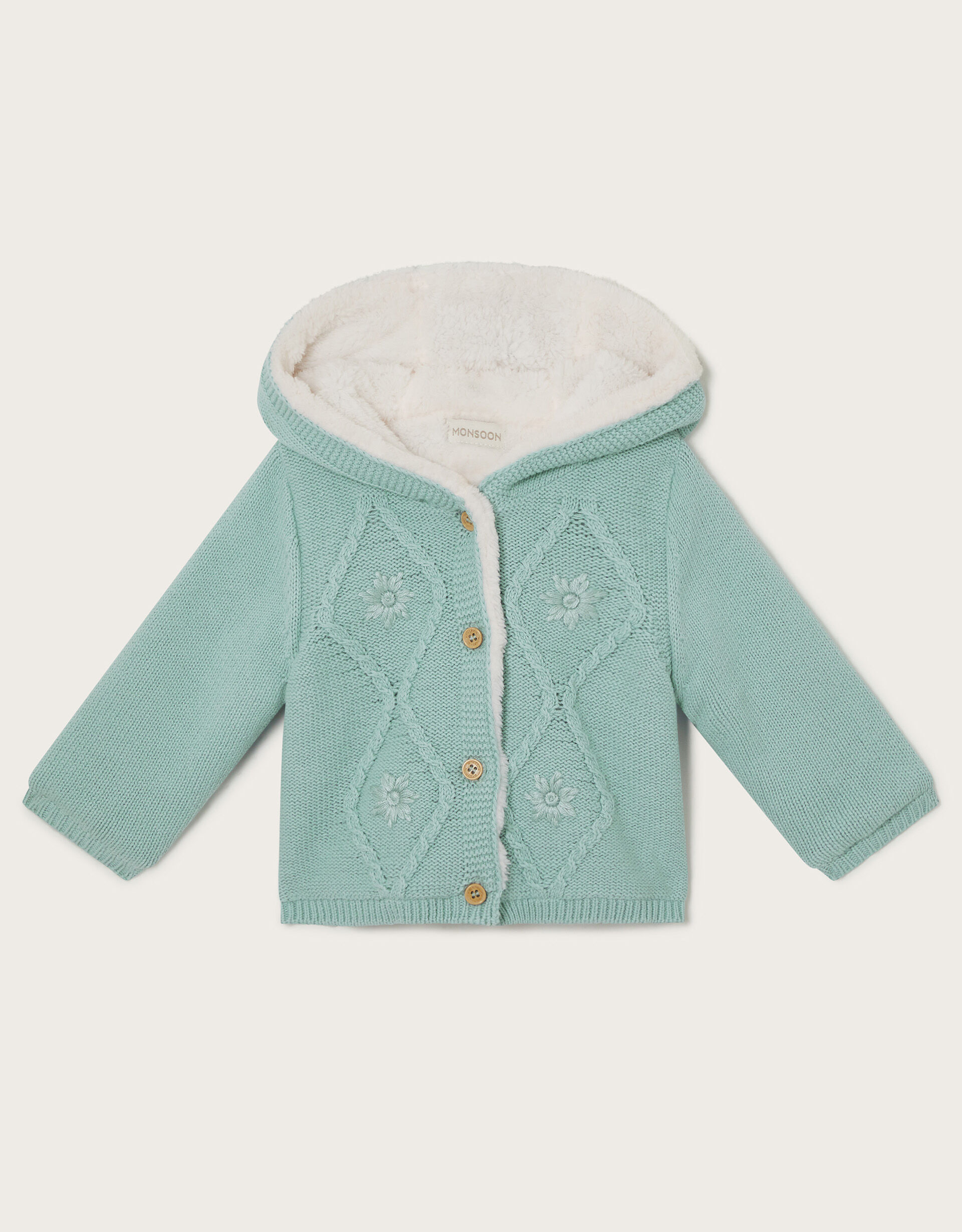 Newborn Embroidered Knit Cardigan Blue