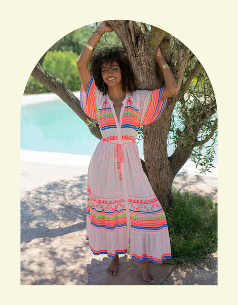 Piti Cuiti Neon Stripe Maxi Dress, Multi (MULTI), large